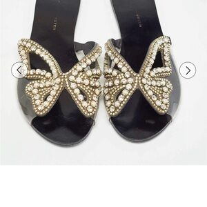Sophia Webster Black and Gold Butterfly Sandals